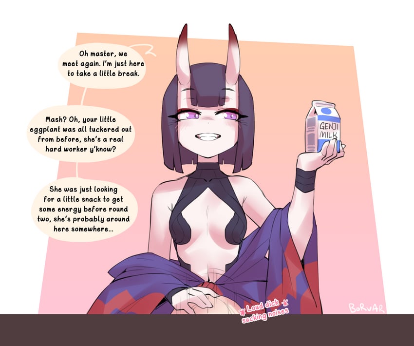 shuten douji and mash kyrielight (fate and 1 more) drawn by commissioner:_mayzey